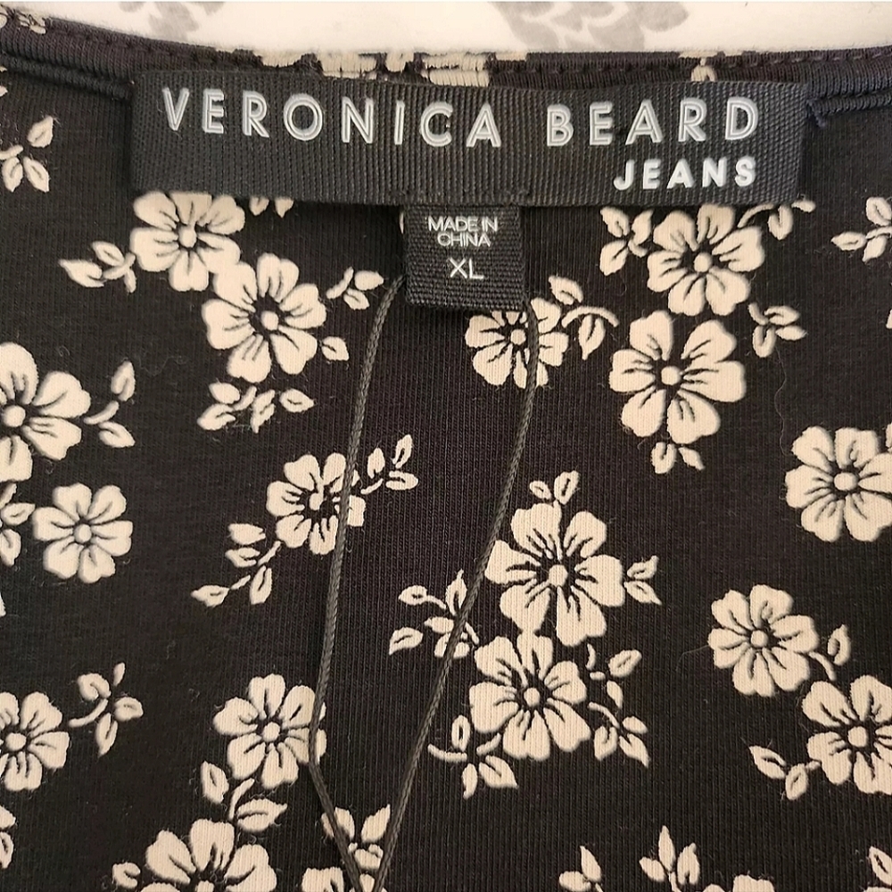 NWT Veronica Beard Women's Black White Mariposa Floral Maxi Ruched Dress XL - Picture 12 of 13